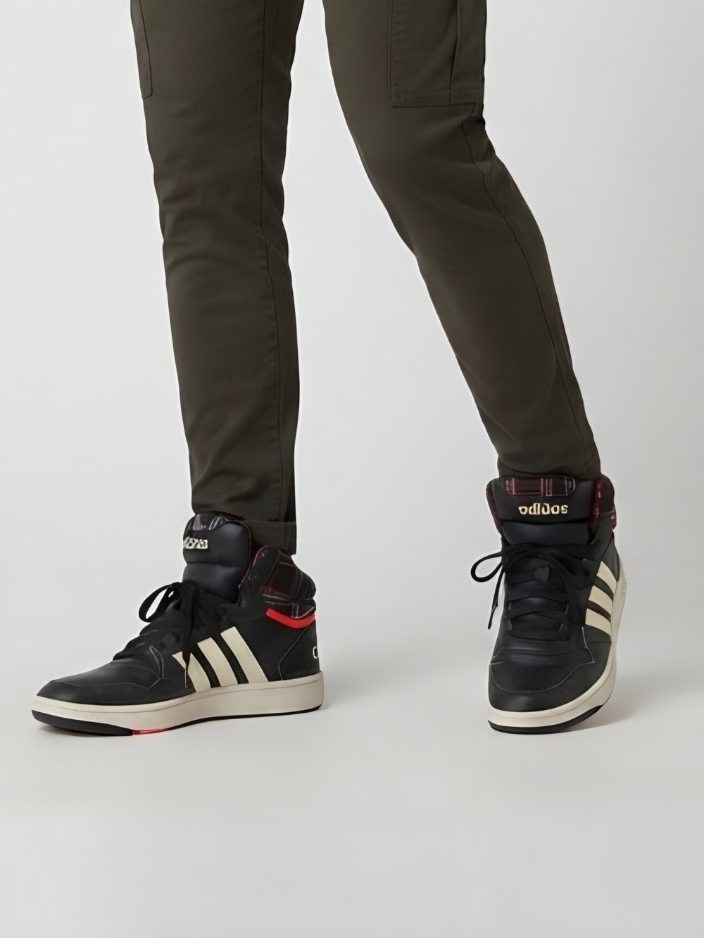 Adidas Hoops 2.0  Black High-Top Sneakers with White Stripes  Size 11